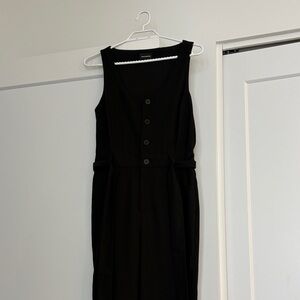 Frank & Oak Black Button-Front Sleeveless Jumpsuit